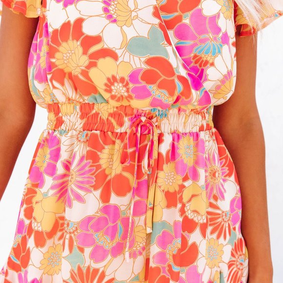 YOU CUTE FLORAL RUFFLE ROMPER - RED MULTI - Picture 8 of 9